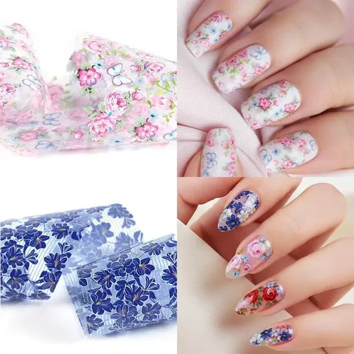 Foil Floral Para Uñas Flower01, 10 Rollos Qdsuh