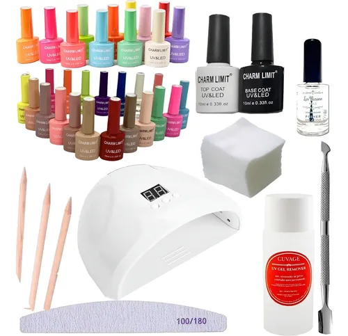 Kit Inicial Manicuria Gel Esmalte Removedor Cabina Led/ Uv