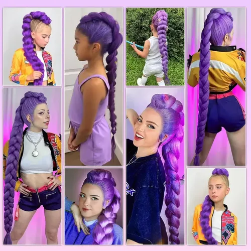 Tendencia Peluca Trenzada Morada: 2 Extensiones De ..