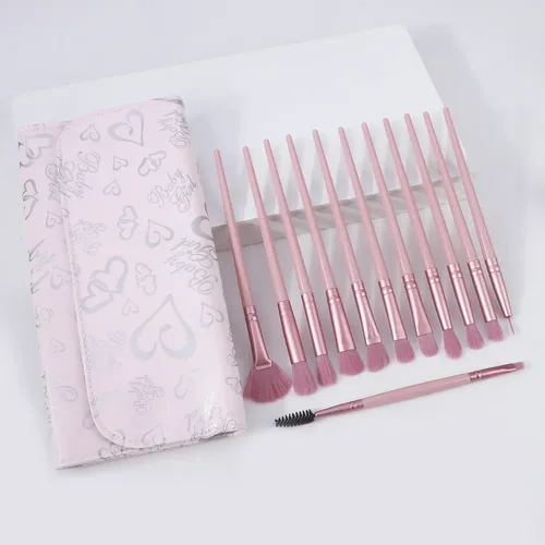 Set De 12 Pinceles De Maquillaje Para Ojos Con Estuche