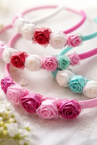 Vincha Nena Flores Color Infantil Accesorios Pelo Pack X 6