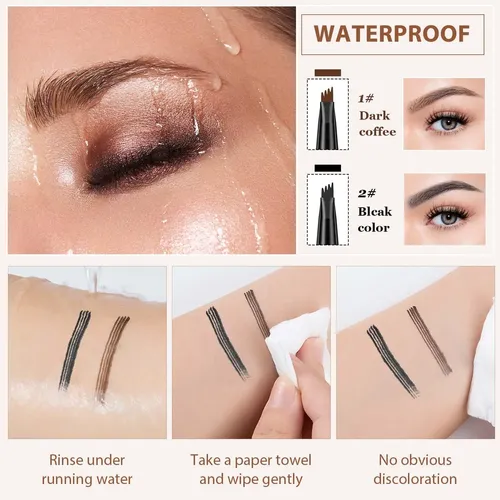 Lápices De Cejas Microblading 3d 4 Puntas Negro Marrón