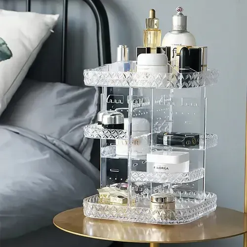 Organizador Acrílico Porta Cosméticos Maquillaje Removible Portacosmeticos Adaptable Dormitorio Baño Tocador Esmaltes
