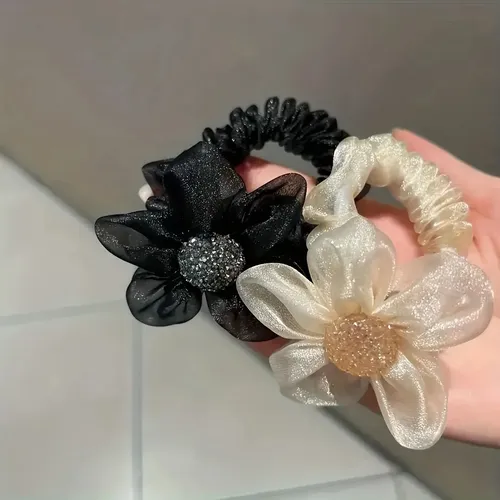 2 Cintas Para El Pelo Con Diamantes De Imitación De Girasol 2