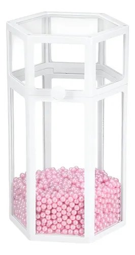 Organizador Brochas Cristal UNAGENIA Con Perlas Blancas Rosas 22x13cm