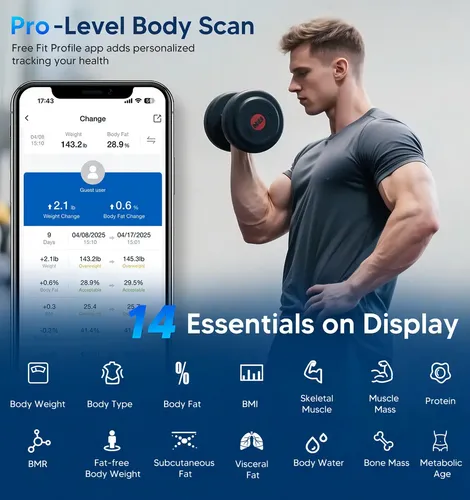 Balanca Inteligente Para Peso Corporal 14 Métricas Bluetooth