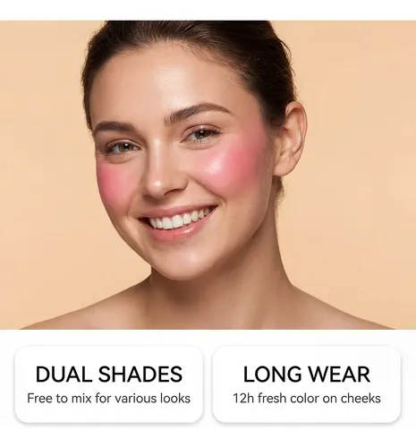Rubor De Corazón Dúo Rosa Natural Maquillaje Pigmentado