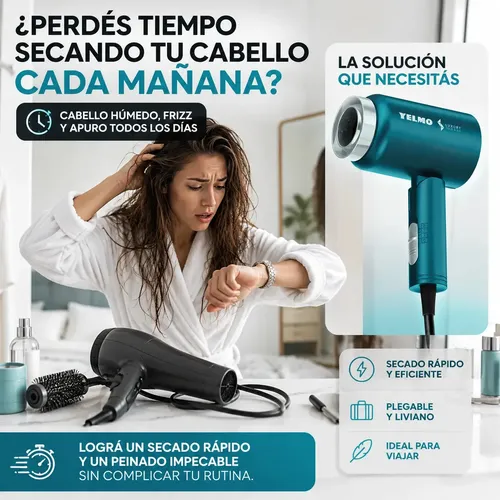 Secador Pelo Viaje Yelmo Sc-3655 Secadora Bivolt Compacta