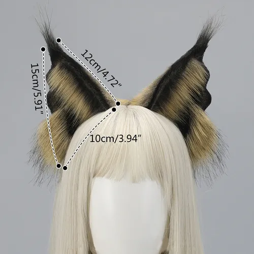 Girls Furry Lynx-ear Furry Kitten Party Costume Black White 7hh703146-bw