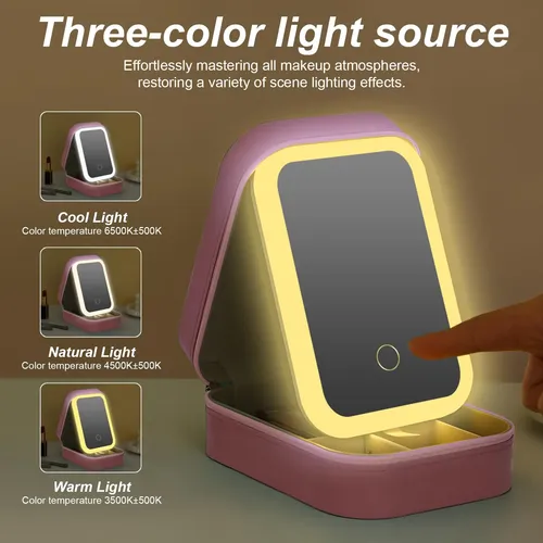 Estuche Pequeño For Espejo De Maquillaje Led De Viaje Con 3