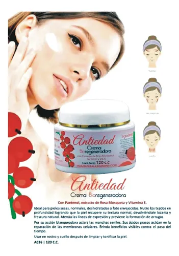 Crema Facial Antiedad Rosa Mosqueta 120 Ml Bioregeneradora