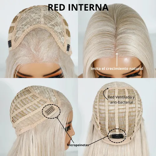 Peluca Lace Frontal Fibra Organica Simil Natural Oncologica