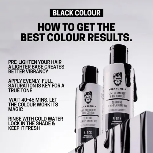 Tinte Semipermanente Negro Para Cabello Slick Gorilla