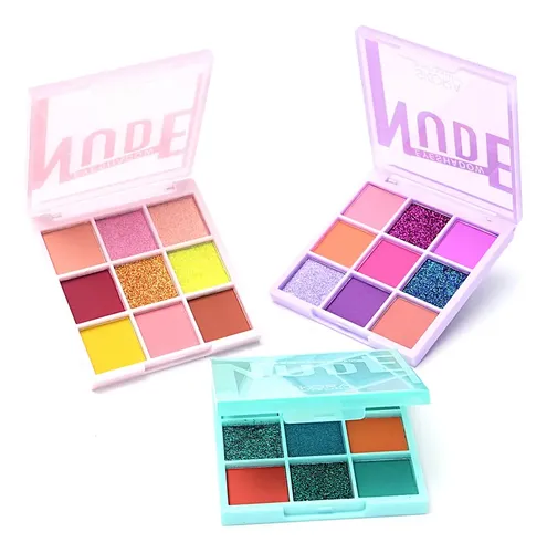 Set X 3 Paletas Sombras De Ojos Matte Y Glitter Nude Skora