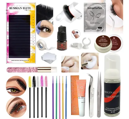 Kit Extensiones Pestañas Neicha Russian Mix Con Pegamento Resistente Agua