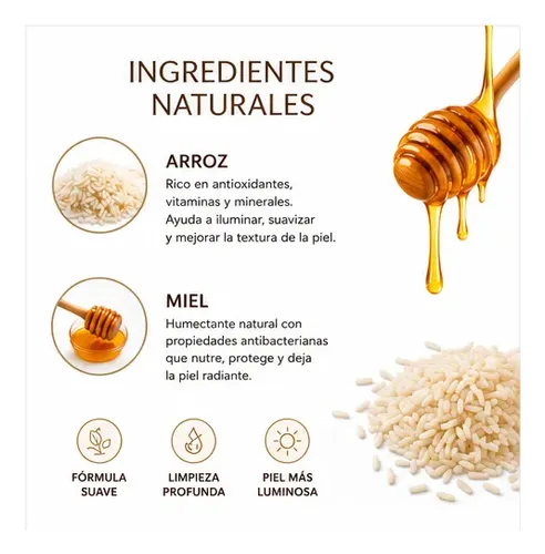 Pack X2 Jabón De Arroz Y Miel Aclarante Facial Corporal