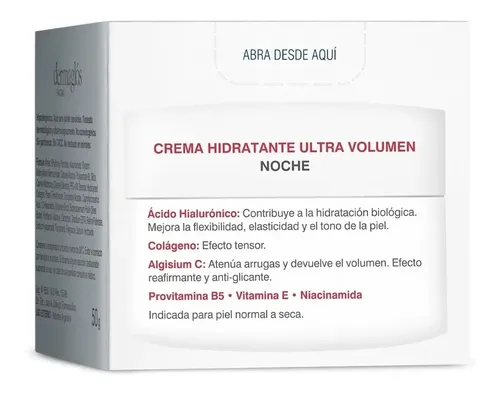 Crema Dermaglós Hidratante De Noche Ultra Volumen 50g Normal A Seca Noche