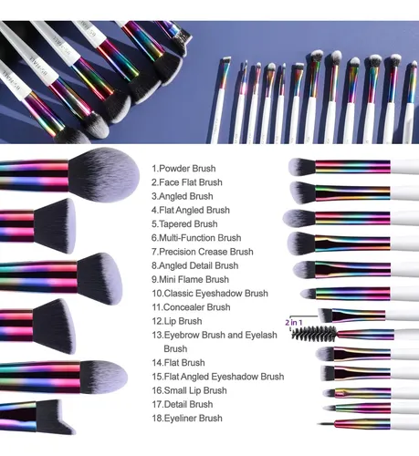 Set De Brochas De Maquillaje Bs-mall 18 Unidades E-white