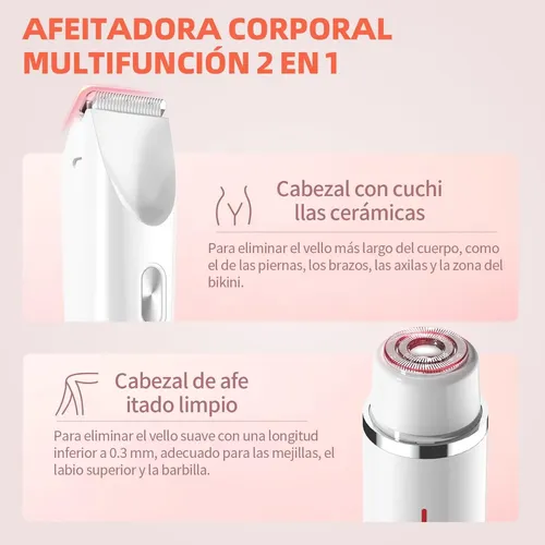 2 En 1 Rasuradora Eléctrica Mujer, Depiladora Facial Mujer