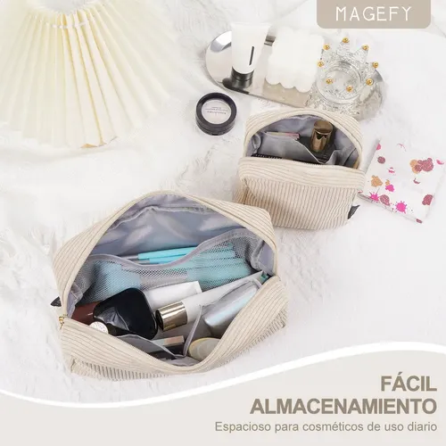 Magefy Bolsa De Maquillaje Pequeña De Pana Cosmetiquera For