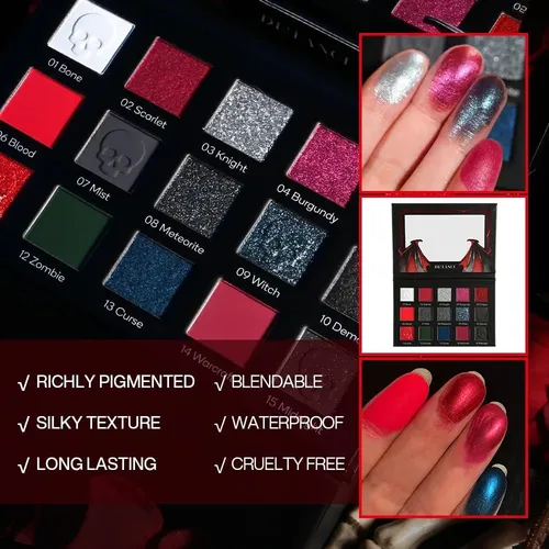 Paleta De Sombras Roja/negra Ecofavor 15 Tonos