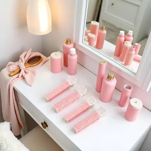 4pcs Pink Hair Rollers With Clip For Volumizing Bangs Curls