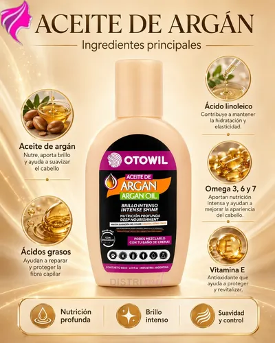 Aceite De Argan Capilar Frasco X60ml Otowil Nutricion Brillo