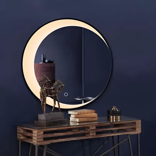 Espejo Circular Led 60cm Espejo Cálido Romántico Marco Transparente