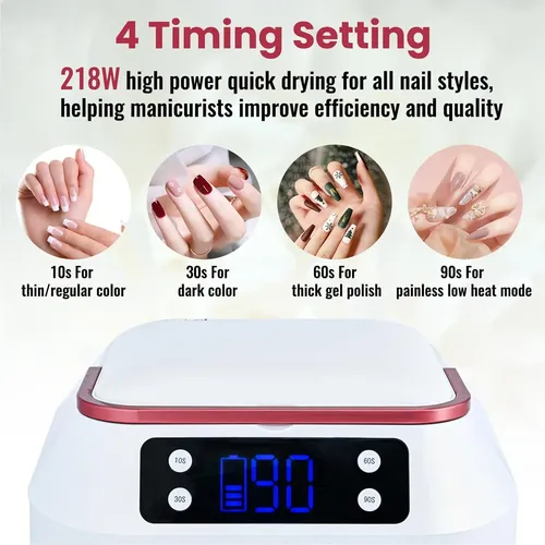 Lámpara De Uñas Inalámbrica Kicylicy 218w Uv Led