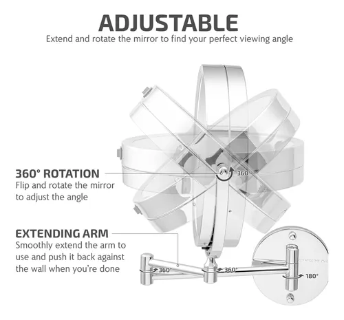 Espejo De Maquillaje De Pared Ovente 9 Con Aumento De 1x/10x