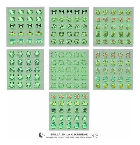 1500 Stickers Uñas Brillan En La Oscuridad Kuromi
