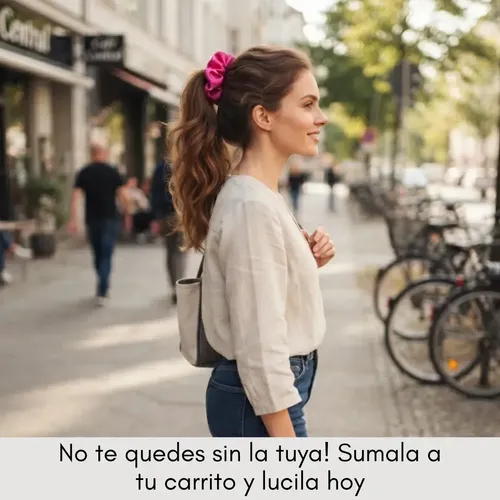 Scrunchie Saten, Colita De Raso Anti Frizz Fucsia