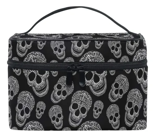 Bolsa De Maquillaje Mnsruu Con Estampado De Calaveras, Organ