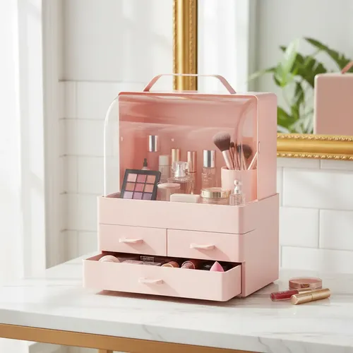 Caja De Almacenamiento De Cosméticos Tapa Transparente