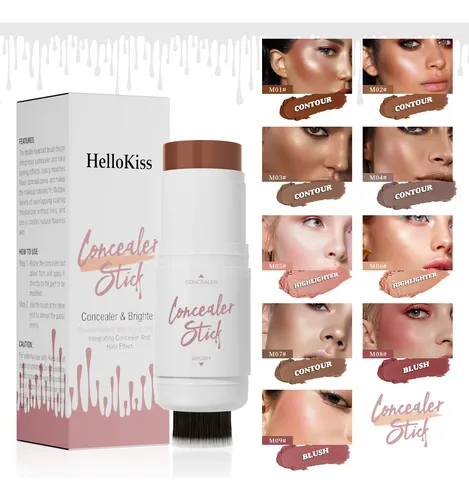 Hellokiss Barra Doble Contorno Iluminador Rubor Facial Larga