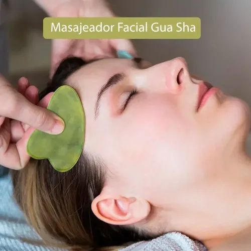 Masajeador Rostro Piedra Guasha Jade Reduce Hinchazon Facial