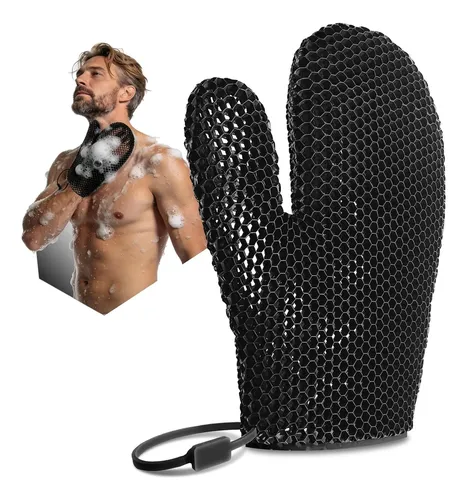 Guante Exfoliante Baño Negro Grande Para Spa Y Masaje
