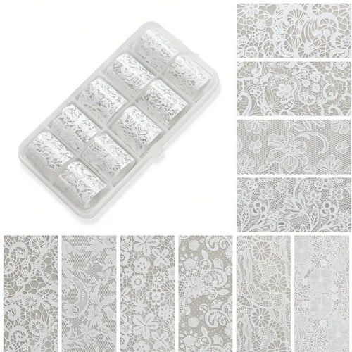 Calcos Para Uñas Transfer Encaje Trendy 10 Estilos Diferente