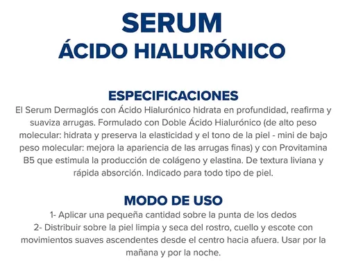 Sérum Facial Dermaglós Ácido Hialurónico X 30 Ml