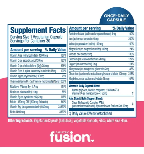 Multivitamínico Bariatric Fusion Con Hierro Para Mujeres