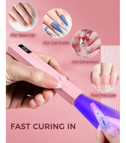 Luz Uv Portátil Para Uñas Mlogiroa Rosa 3w Con