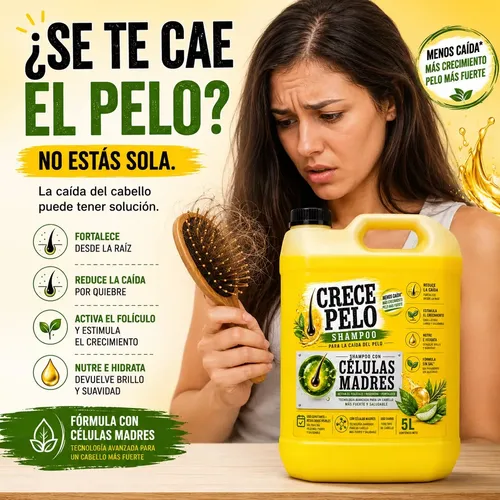 Shampoo Celulas Madre + Biotina Anti Caida + Crecimiento 5lt