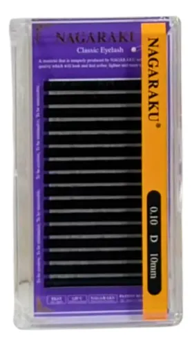 Kit Nagaraku Extensiones De Pestañas Clásicas 0.10 Curva D Largos 8 Al 10 Mm