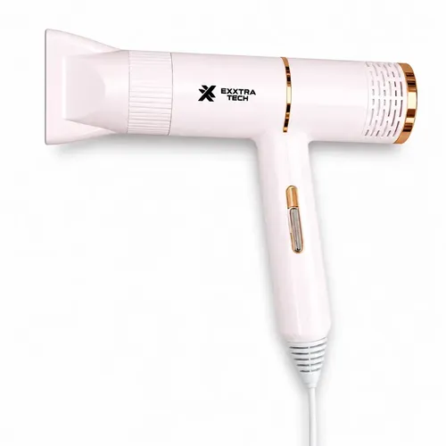 Secador De Pelo Profesional Para Viaje 2000w Exxtra Tech Con Boquilla Concentradora Compacto Liviano Aire Frío Calor Alta Potencia Rosa Claro