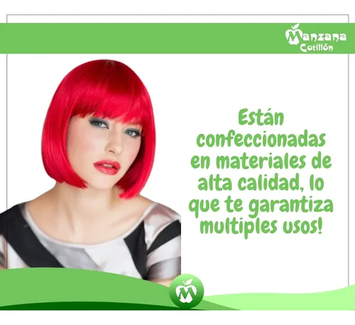 Combo X12 Peluca Carre Rojo Cotillon Carioca Disfraz
