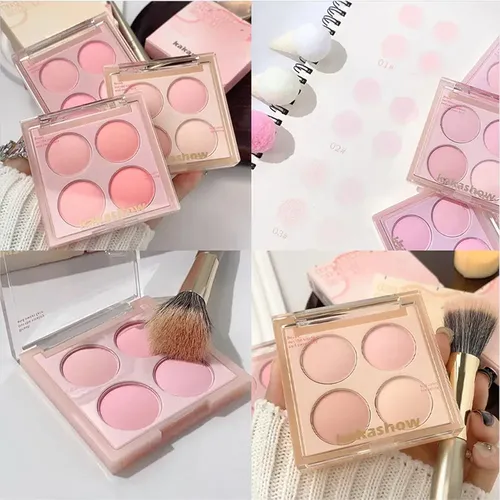 Paleta Rubor Blusher 4 Tonos Multifuncional Kakashow Tono Del Maquillaje Tono 2