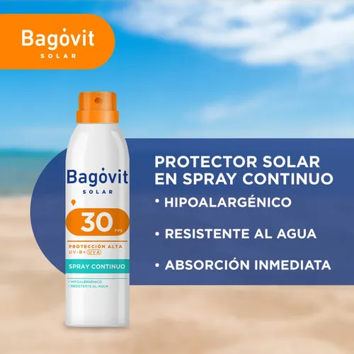 Protector Solar en Spray Continuo Bagóvit Solar FPS 30 por 170 gr