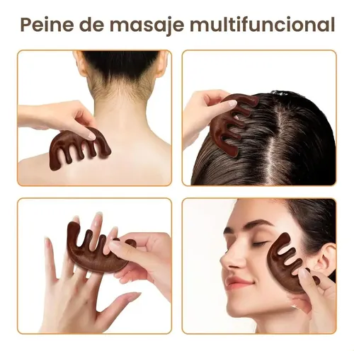 A 1x#x 2 Peines Masajeadores De Cabeza De Sándalo Gua Sha C.