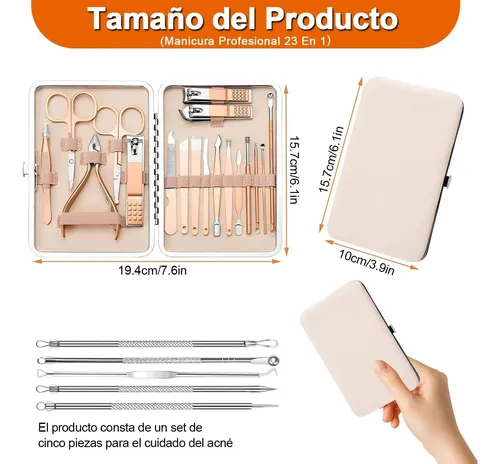 Kit De Manicura Y Pedicura 23 En 1 En Estuche De Acero Inoxi