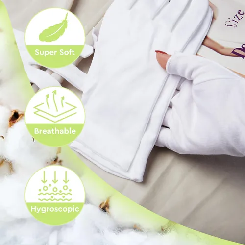 Guantes De Algodón Blancos Hidratantes Para Dormir 4 Pares